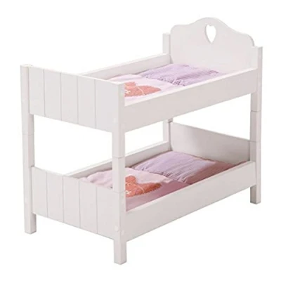 Immagine di roba Letto a Castello per Bambole Fienchen Divisibile in 2 Lettini Biancheria da con Motivo Cuore Incluso MDF Laccato Bianco