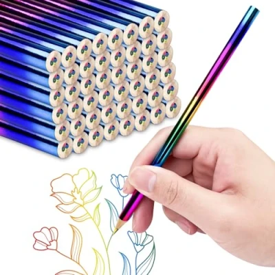 Immagine di Chiluxendo 48 Pezzi Matite Colorate, Matita Colorati Ergonomica, Pastelli in Legno Cilindro Rotondo Ideale per Borse Party, Feste di Compleanno Bambini e Aule Scolastiche, 4 Colori Min