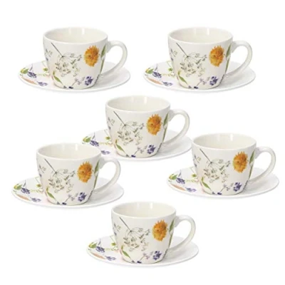 Immagine di Tognana Audrey, Set 6 Tazzine Caffè con Piatto, New Bone China, Multicolore