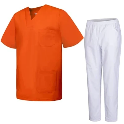Immagine di MISEMIYA Uniformi Unisex Set Camice Uniforme Medica con Maglia e Pantaloni Mediche sanitarie 817 8312 BLANCO Medium, Arancione