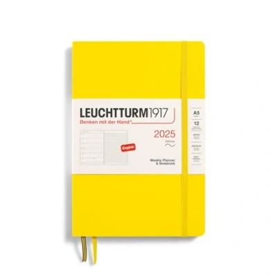 Immagine di LEUCHTTURM1917 370752 agenda e taccuino settimanale Medio (A5) 2025, Copertina morbida, Limone, Inglese