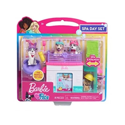 Immagine di Barbie Just Play Set da gioco per animali domestici, 8 pezzi, collegabile, con statuine e accessori, giocattoli bambini dai 3 anni in su