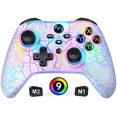 Immagine di HASACOOL Switch Controller, Pro Controller con 2 pulsanti posteriori Macro, luci programmabili/incrinate, 1000 mAh per Switch/Lite/OLED, compatibile Android/IOS/PC