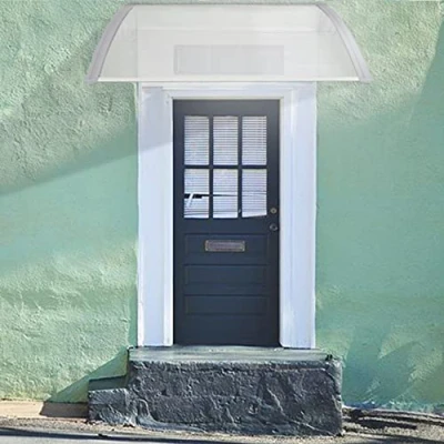 Immagine di tenda per porta d&#039;ingresso, tetto in policarbonato, resistente, protezione contro la pioggia e i raggi UV, da traino, terrazza, (80 x 120 cm), telaio grigio
