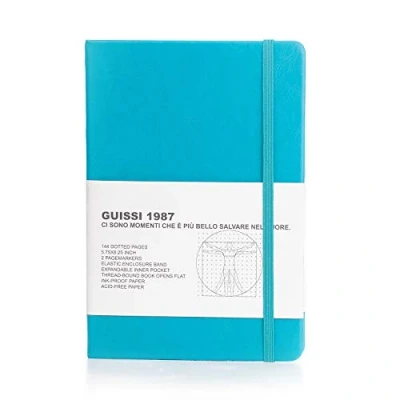 Immagine di Guissi Taccuino classico con griglia punteggiata, copertina rigida, formato A5, carta spessa 80 g/m², senza acidi, sottile tasca interna, materiale scolastico per ufficio e scuola, 144 pagine,