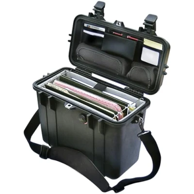Immagine di PELI 1430 Top Loader Case con divisori per ufficio mobile, IP67 Impermeabile e a prova di polvere, Capacità 15L, Prodotto in USA, Colore Nero,