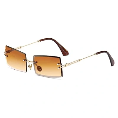 Immagine di SHEEN KELLY occhiali da sole quadrati Ultra Small Frame per donna Uomo Rectangle Retro senza montatura con lenti trasparenti