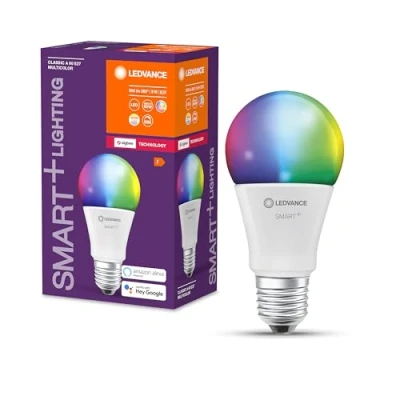 Immagine di LEDVANCE Smart+ Lampe mit ZigBee Technologie, 9W, A60, matt, Sockel E27, Lichtfarbe RGBW einstellbar, 806lm, 1er Pack
