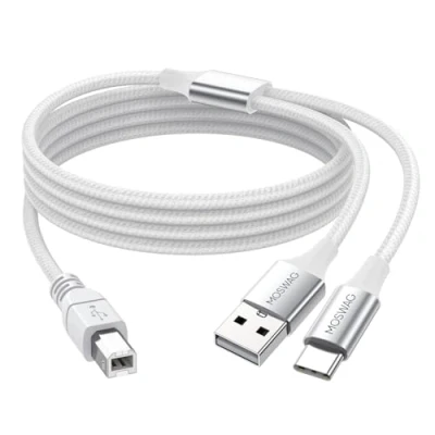 Immagine di MOSWAG Cavo USB 2.0 MIDI stampante con C a maschio B scanner compatibile strumento musicale, pianoforte, tastiera MIDI, microfono