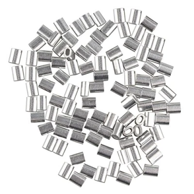 Immagine di Futheda 100 pz 1.0 mm cavo fune metallica maniche alluminio ovale a forma di clip piegatura anellini argentato