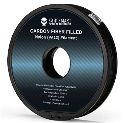 Immagine di SainSmart ePA12 CF Filamento in nylon fibra di carbonio, 1,75 mm, 0,5 kg, precisione dimensionale +/ 0,05 nero