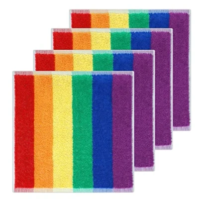 Immagine di Lashuma 4 panni per sapone, asciugamani ospiti piccoli, 30 x cm, set di a righe in colori arcobaleno