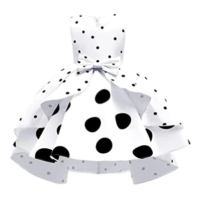 Immagine di Lito Angels Vestito Costume da Dalmata Crudelia Abito Festa di Compleanno a Pois Bianco e Nero per Bambina Taglia 2 3 anni (Etichetta in Tessuto 100)