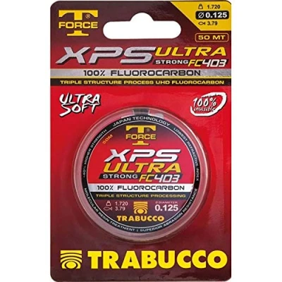 Immagine di Filo da Pesca Trabucco XPS Ultra Strong FC 403 T Force 50 m 0.240 mm Fluorocarbon Ideale per Tutte le Tecniche di Spinning Surfcasting Trota Bolognese Lago Invisibile in Acqua Resistente al Nodo
