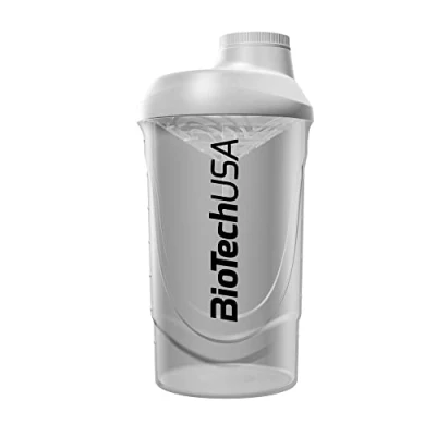 Immagine di BioTechUSA Wave shaker Bottiglia 100% a prova di perdite Miscelazione migliorata Durevole e sicura Facile da usare pulire, 600 ml, Trasparente