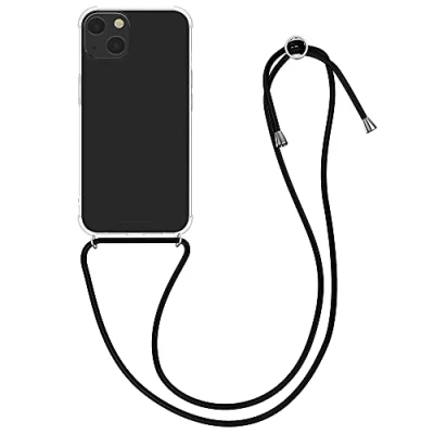 Immagine di kwmobile Custodia Compatibile con Apple iPhone 13 Cover Back Case in Silicone TPU Protezione Smartphone Cordino nero/trasparente