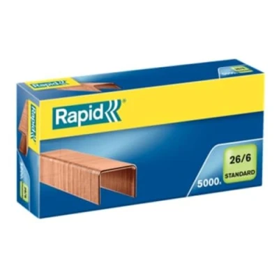 Immagine di Rapid, graffette per spillatrice, 26 graffette, 6 mm, graffettare fino a 20 fogli Filo di rame zincato 5000 Agrafes