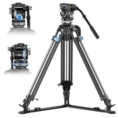 Immagine di Treppiede video a due gambe con regolazione in altezza della serie Quick (SQ) semicupola da 75mm + testa professionale VHS10