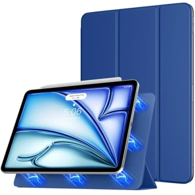 Immagine di TiMOVO Cover per iPad Air 11 Pollici M2 2024, Custodia 6a/5a/4a Generazione (2024/2022/2020), con Supporto Trifold Magnetico, Supporta Apple Pencil Pro/2a/USB C Blu Marino