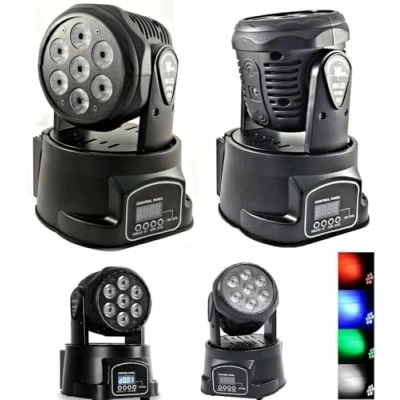 Immagine di PROIETTORE LED RGB TESTA ROTANTE MOBILE EFFETTI DISCO 7 10W