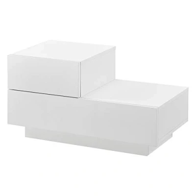 Immagine di [en.casa] Comodino da Notte a 2 Cassetti 38 x 70 35 cm Cassettiera e Portaoggetti Mobile Divano/Letto Posizione Sinistra Bianco Opaco