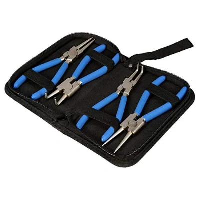 Immagine di Set di 4 pinze per anelli elastici, 175 mm, pinza sicurezza da 7 pollici interni ed esterni