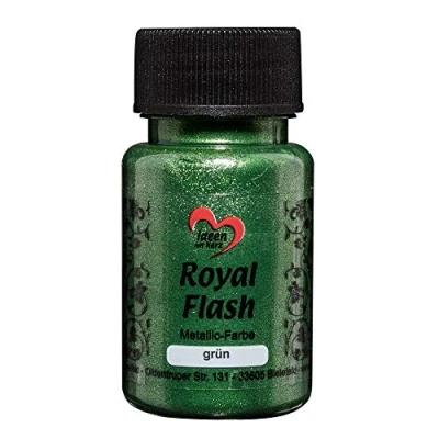Immagine di ideen mit herz Colore acrilico metallico Royal Flash con riflessi metallici e particelle glitterati fini Vernice brillante metallizzata per gagliette 50 ml (verde)