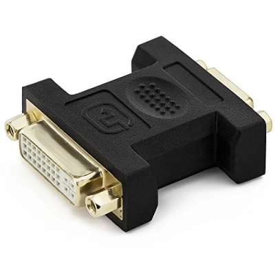 Immagine di deleyCON Connettore DVI I a VGA Adattatore Femmina 2 Cavi Collegati (VGA/DVI) Nero