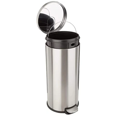 Immagine di Amazon Basics Pattumiera con chiusura ammortizzata, Rotondo, 30 l, 7.9 Gallon, Argento