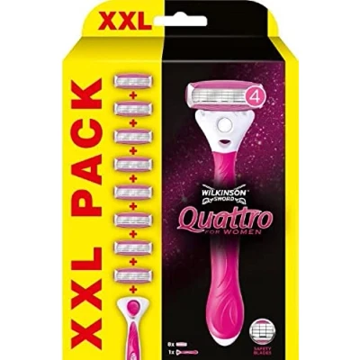 Immagine di WILKINSON SWORD Quattro per le donne Smooth Glide Manico rasoio + 8 ricariche lame