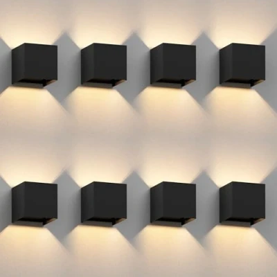 Immagine di ledscom.de 8 pz. applique CUBEL per esterni, IP65, up/downlight, nero opaco, angolare, 1x G9 max. 10W