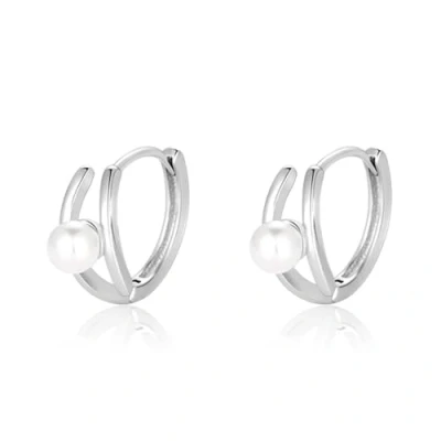 Immagine di Oivzziy orecchini a cerchio piccoli da donna, incernierati Huggie in argento sterling 925 con perle