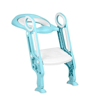 Immagine di Riduttore Water Bambini con Scaletta Portatile WC Bimbi Dotato di Largo Scalino Resistente e Antiscivolo, Morbida Seduta Imbottita, Adatto per Tazze a V, U Oppure O