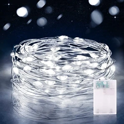 Immagine di Stringa Luci Led, 2M 20 led a Batteria Catene luminose Ghirlanda Luminosa Rame filo Lucine Fata Esterni Interni Decorative per Natale Matrimonio Festa letto Camera (1 Pezzi, Bianco Freddo)