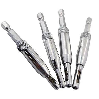 Immagine di Set di 4 punte da trapano per porte e finestre, in acciaio HSS, autocentrante, fori apertura, 2 mm, 3,5 4,5 mm
