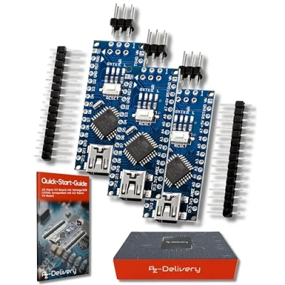 Immagine di AZDelivery 3 x AZ NanoV3 Board Mini USB ATmega328 5V 16MHz CH340 ATmega328P Micro Controller, CH340G sostituisce FT232RL Incluso E Book!