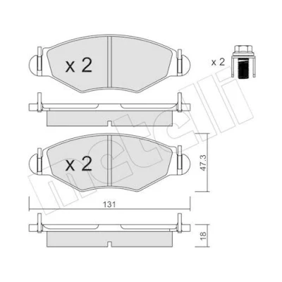 Immagine di METELLI 22 0254 0 Kit pastiglie freno senza contatto segnalazione usura PEUGEOT: 206 Hatchback, 306 SW