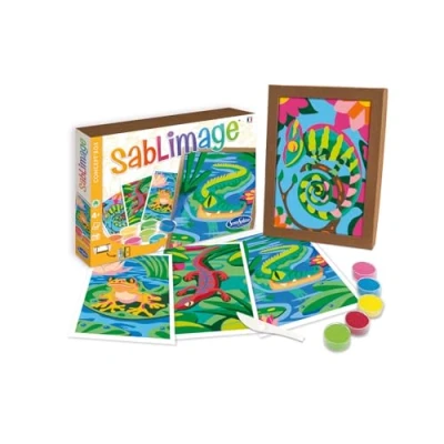 Immagine di Sentosphere Sablimage 3908819 Kit per pittura a sabbia bambini, motivo: rettili e rana, fai da te, set creativo dai 4 anni in su