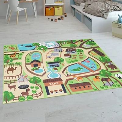 Immagine di Paco Home Tappeti da gioco a pelo corto colorati per camerette dei bambini con diversi motivi, Dimensione:80x150 cm, Colore:Beige
