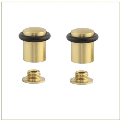 Immagine di EVI Herrajes Confezione da 2 fermaporta 27 x 29 mm Base filettata Gomma nera in silicone naturale Ottone finitura opaca Include strumenti Mod. 040138CBMT