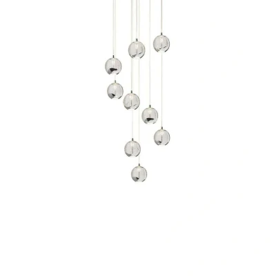 Immagine di lampada a sospensione &#039;Hayley&#039; (Design) colore Argento, in Metallo ad es. Soggiorno &amp; Sala da pranzo (9 luci, lampadina inclusa) di Lucande vetro,