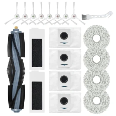 Immagine di VACKING Ricambi Compatibili con Ecovacs Deebot T20 Omni / T20e Robot Accessori Vuoto, 1 Spazzola Principale, 2 Filtri HEPA, 4 Panni Mop, Sacchetti Polvere, 8 Spazzole Laterali