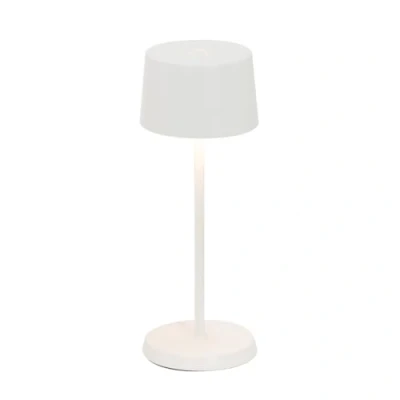 Immagine di Zafferano, Lampada Olivia Micro, da Tavolo Ricaricabile e Senza Fili con Controllo Touch, Adatta per Salotto ed Esterni, Dimmer, 2200 3000 K, Altezza 20 cm, Colore Bianco