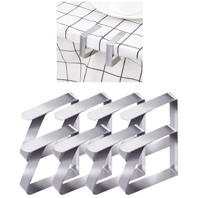 Immagine di topolenashop Tovaglia Clip in Acciaio, Gadget Molla Fermatovaglia, Acciaio Inossidabile, Argento, per Outdoor Picnic Party, Adatto a Tavoli di 1 3 cm Spessore 8 Pezzi