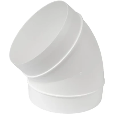Immagine di Gomito in plastica a 45 gradi, 125 mm, per collegare tubi, condotti o diritto flessibile, connettore di ventilazione rotondo