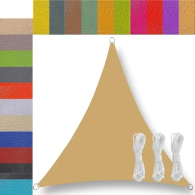 Immagine di tenda vela triangolare 2x2x2m da terrazzo esterno giardino impermeabile telo ombreggiante terrazza gazebo cortile feste Giallo sabbia