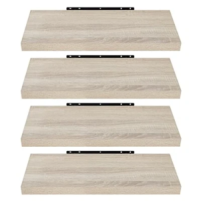 Immagine di EUGAD Set di 4 Mensole da Muro, Quercia, 60cm, in Legno MDF Portaoggetti Librerie Scaffale Parete Stile rétro Sospese Decorative per Salotto Cucina Corridoio, 0051QJ