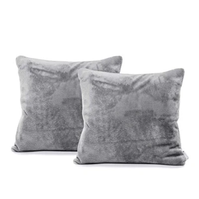 Immagine di DecoKing 58480 2 federe 45 x cm, in microfibra, con chiusura lampo, pile, colore argento, acciaio, grigio