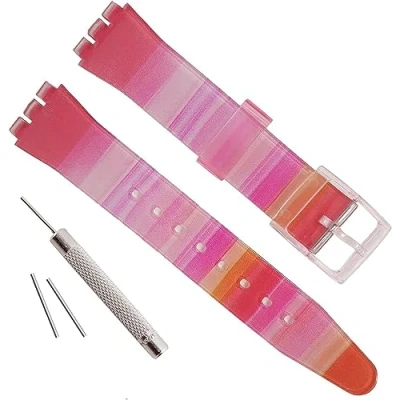 Immagine di Sostituzione impermeabile in silicone orologio da polso Watch Band per Swatch (17 mm 19 20 mm) MM, gradiente rosso)