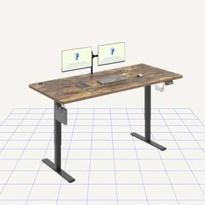 Immagine di FlexiSpot Scrivania elettrica regolabile in altezza, 180 x 80 cm, controllo manuale con memoria, rialzabile per computer, ufficio e casa (marrone)